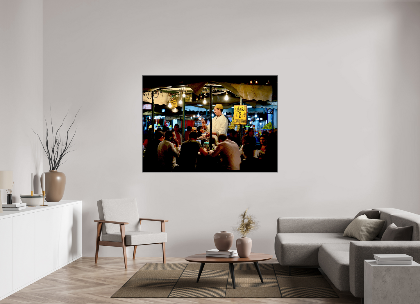 167,3 x 120 cm, Art Box 50 mm - Aluminium Rahmen - Foto-Abzug hinter Acrylglas - printed and designed by Whitewall Marrakech Night Market Vol. 5; Photo Art Print under Acrylic Glass