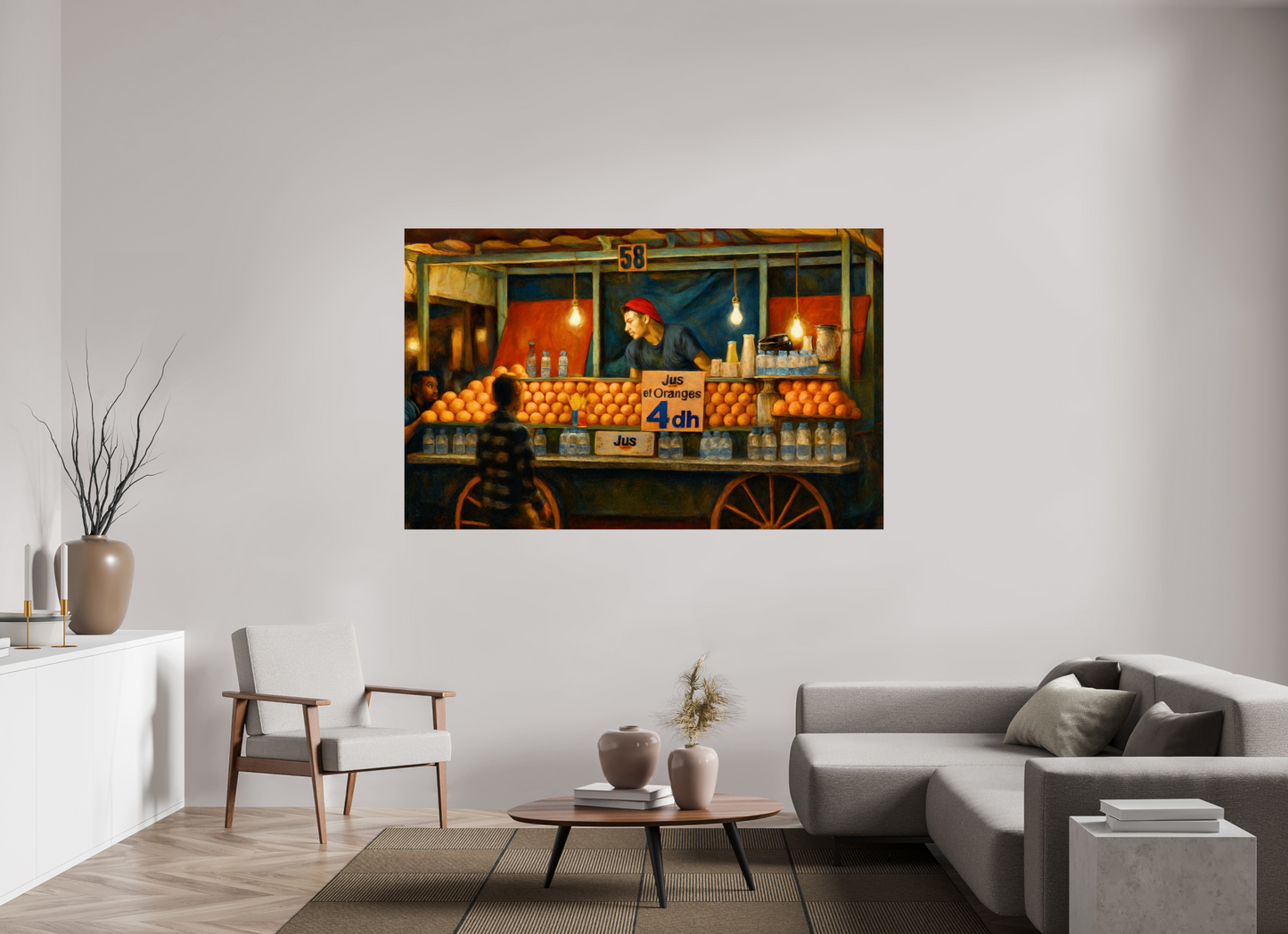 190,8 x 120 cm, Photo Print Under Acrylic Glass Marrakech Night Market Vol.2 - Painted Design; Photo Art Print under Acrylic Glass;