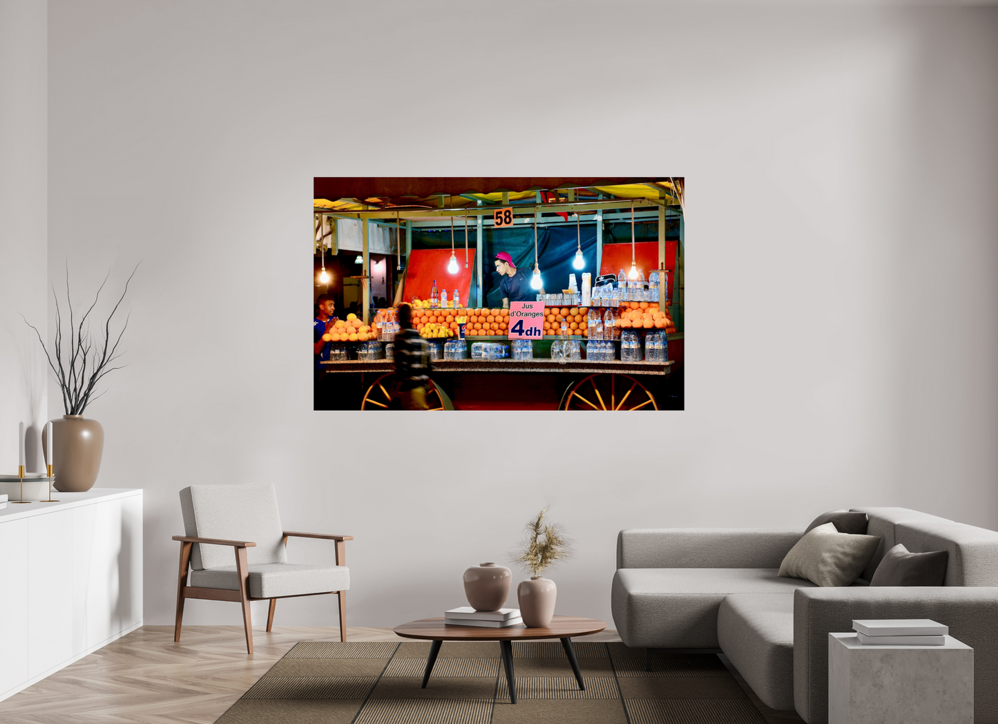 190,4 x 120 cm, Photo Print Under Acrylic Glass Marrakesch Night Market Vol. 1; Photo Art Print under Acrylic Glass