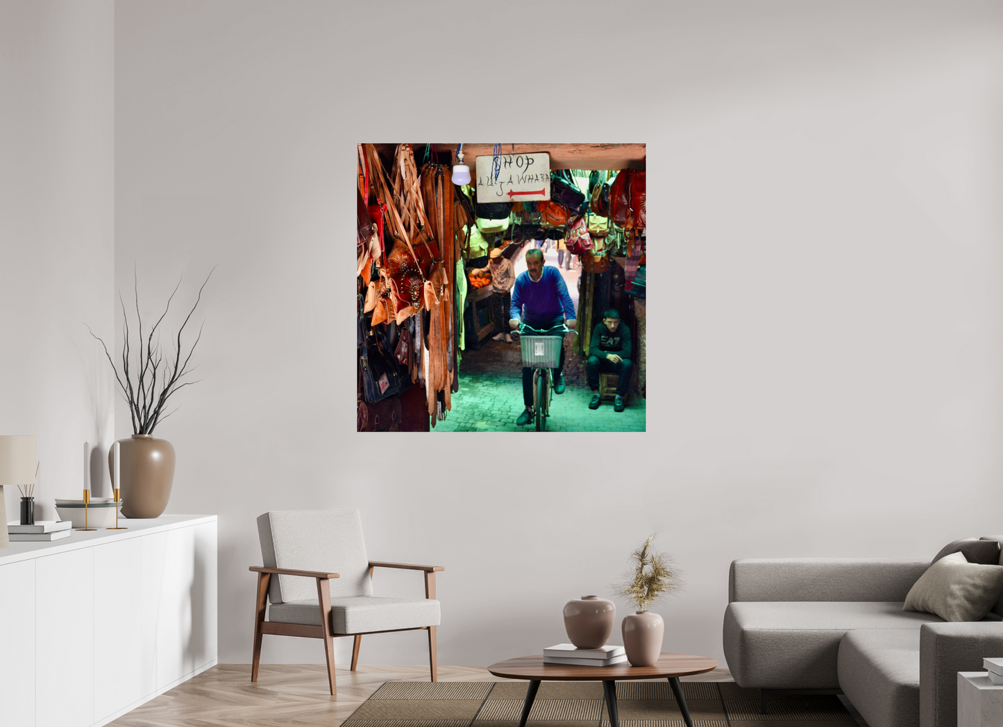 120 x 120 cm, Photo Print Under Acrylic Glass Souks by Bike at Night Vol.1; Photo Print on Acrylic Glass; by J