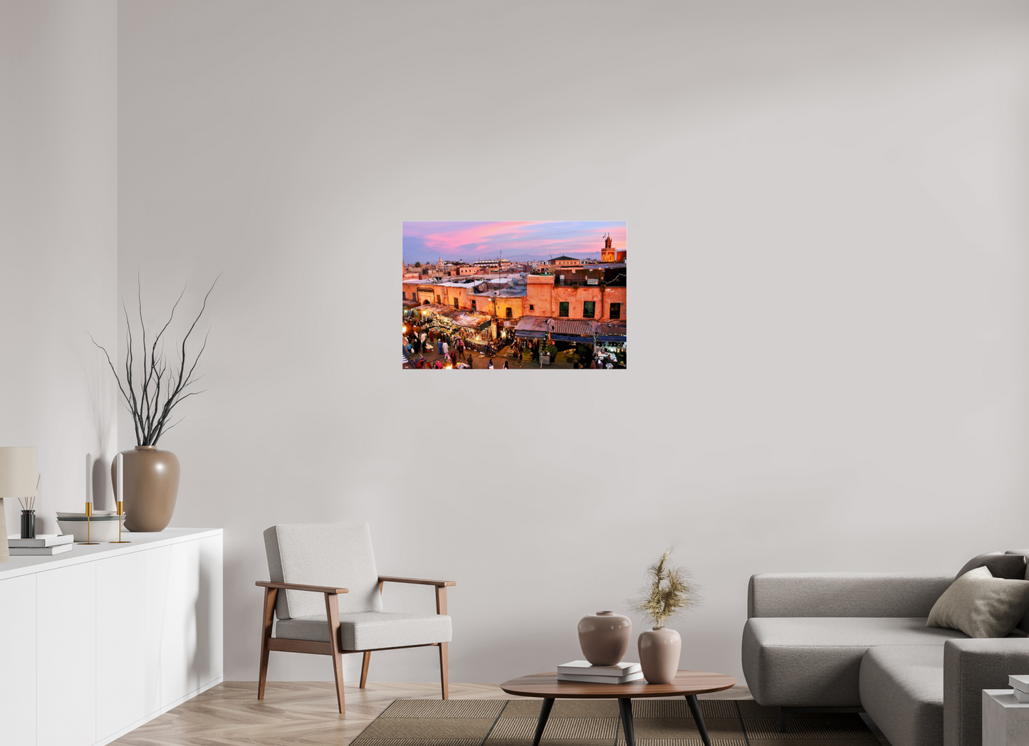 90,7 x 60 cm, Photo Print Under Acrylic Glass Magic Sunset in the Medina - Marrakech-Morocco; Fine Art Photo Print under Acrylic Glas
