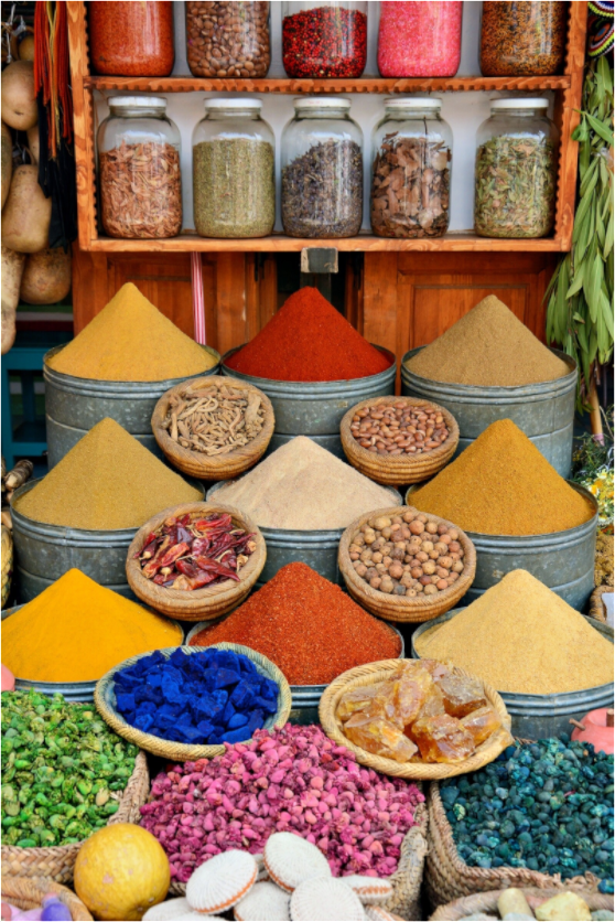 Colors & Spices - Small shop selling colors and spices at Place des Spices - Souks of Marrakech