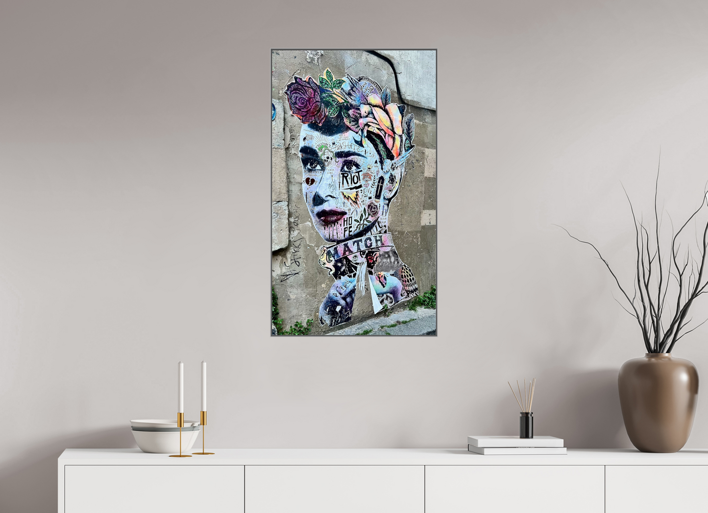50 x 87 cm, Art Box 50 mm - Aluminium Rahmen - Foto-Abzug hinter Acrylglas - printed and designed by Whitewall Free Lady from Montmartre - Street Pop Art Vol. 2 - Fine Art Photo Print under Acrylic Glass
