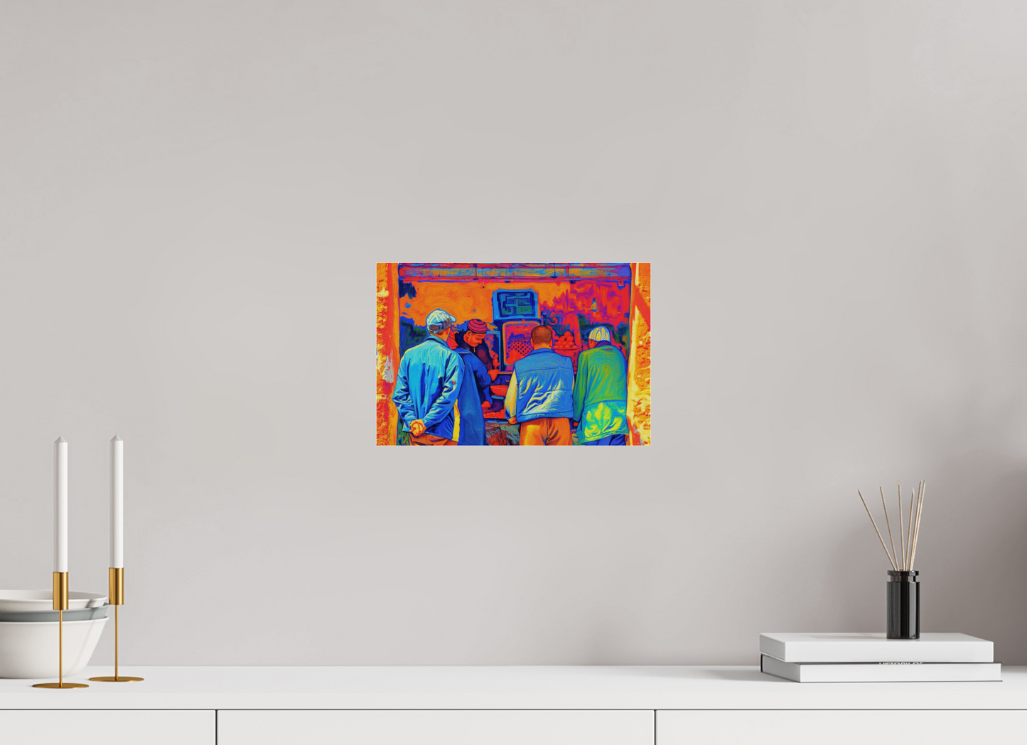 30 x 20 cm, Photo Print Under Acrylic Glass Small Berber Shop at Marrakech Medina Vol.3 - Pop Art Design; Photo Print on Acrylic Glass.