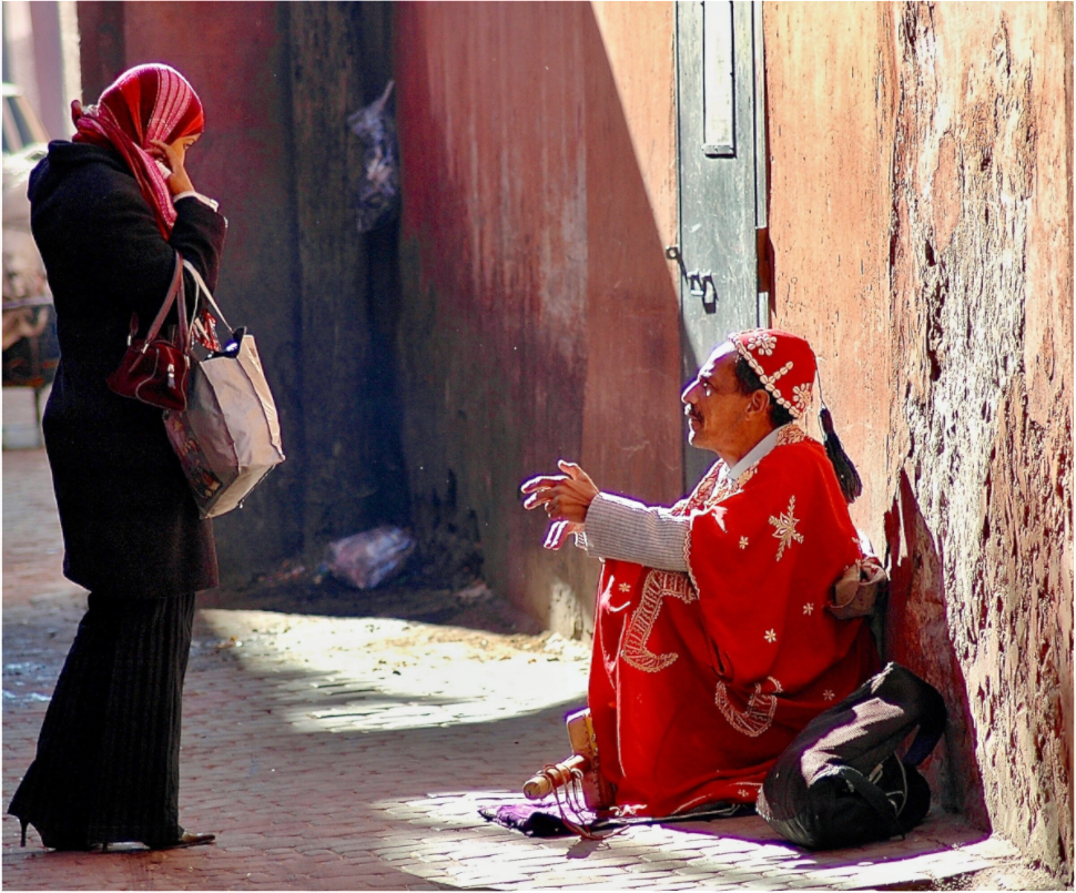 Main image Morning Chat in the Medina - Vol.1; Photo Art Print under Acrylic Glass
