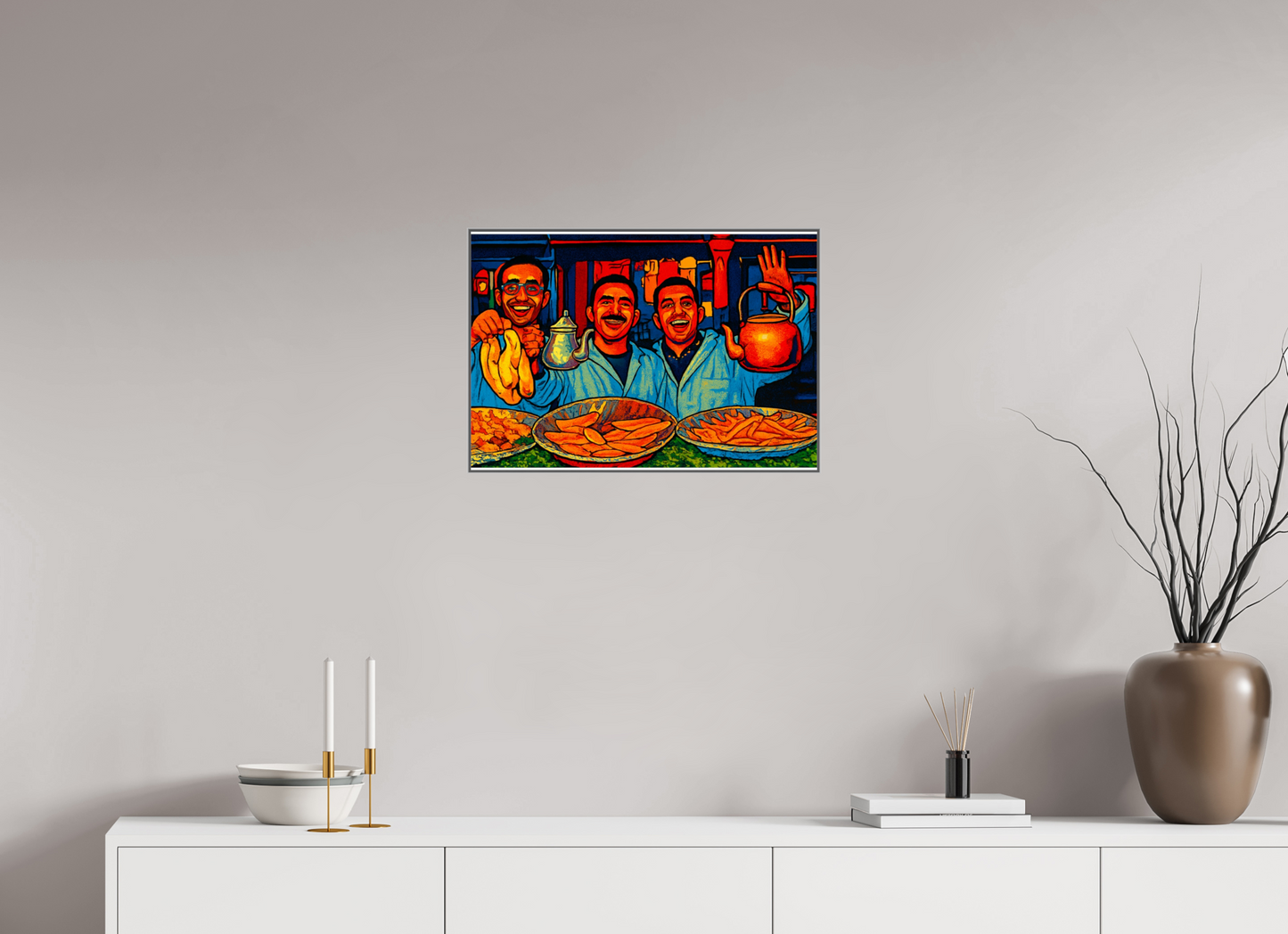 58,1 x 40 cm, Art Box 50 mm - Aluminium Rahmen - Foto-Abzug hinter Acrylglas - printed and designed by Whitewall Oriental Food with Good Mood - Pop Art Design, Vol.3- Photo Art Print under Acrylic Glass