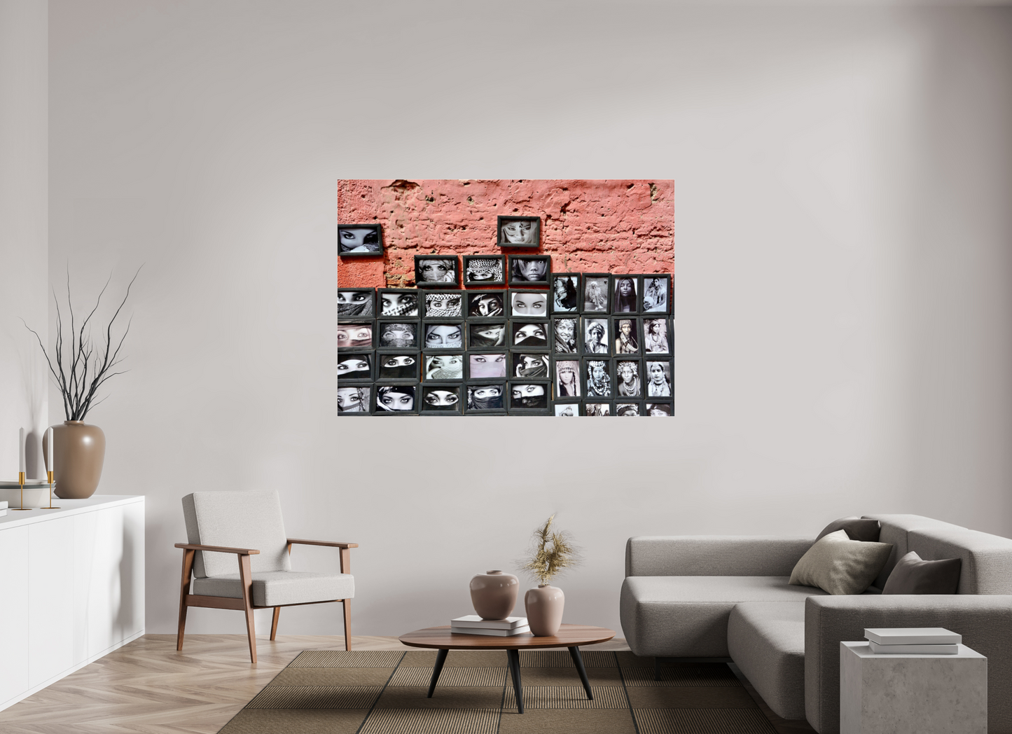 170,7 x 120 cm, Foto-Abzug hinter Acryl Glas - Echtholz-Rahmen Eiche schwarz Secret Eyes of Marrakech Vol. 1 -Foto Print on Acryl - Oak Wood Frame in Black