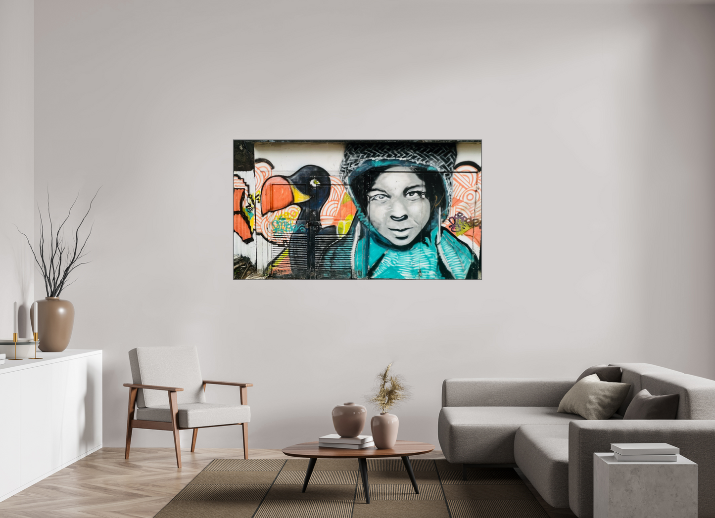 176 x 99 cm, Art Box 50 mm - Aluminium Rahmen - Foto-Abzug hinter Acrylglas - printed and designed by Whitewall My Friend Dodo - Graffiti Street Art - Port Louis Mauritius; Photo Art Print under Acrylic Glass