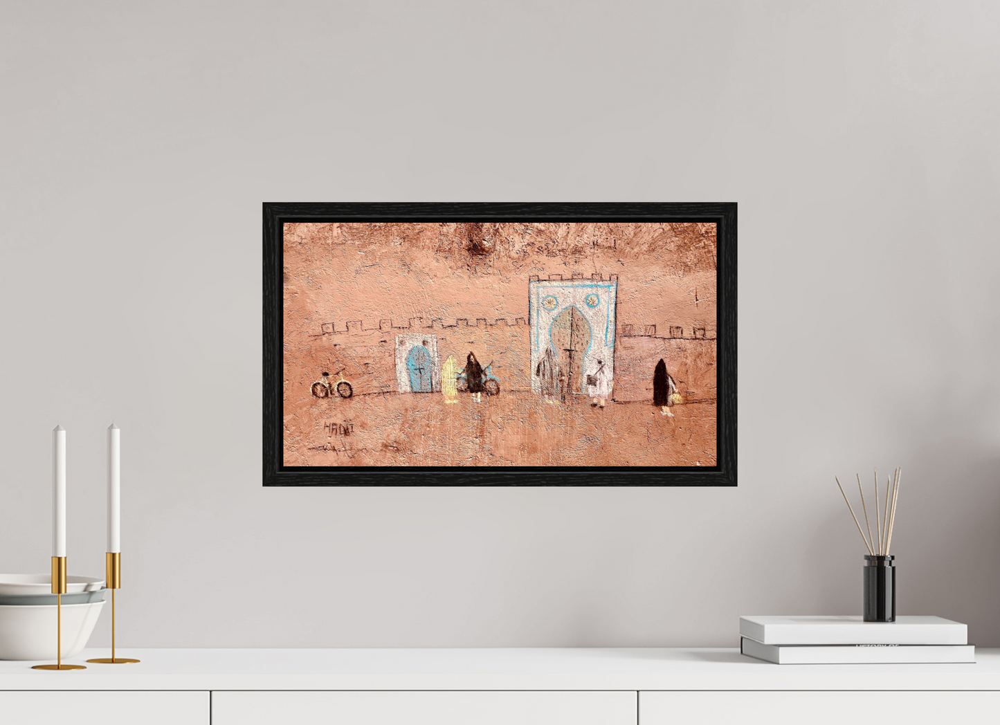48 x 27 cm, Foto Print on Acrylic glass; Oak Wood Frame Basel 15 mm Life in the Medina Vol. 1 - Photo Art Print under Acrylic Glass