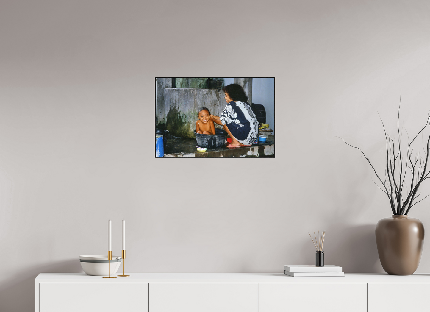 60 x 40 cm, Foto-Abzug hinter Acrylglas glänzend - ArtBox aus Massivholz 4 mm, Eiche schwarz Happy Market Kids Vol. 1; Fine Art Photo Print under Acrylglass