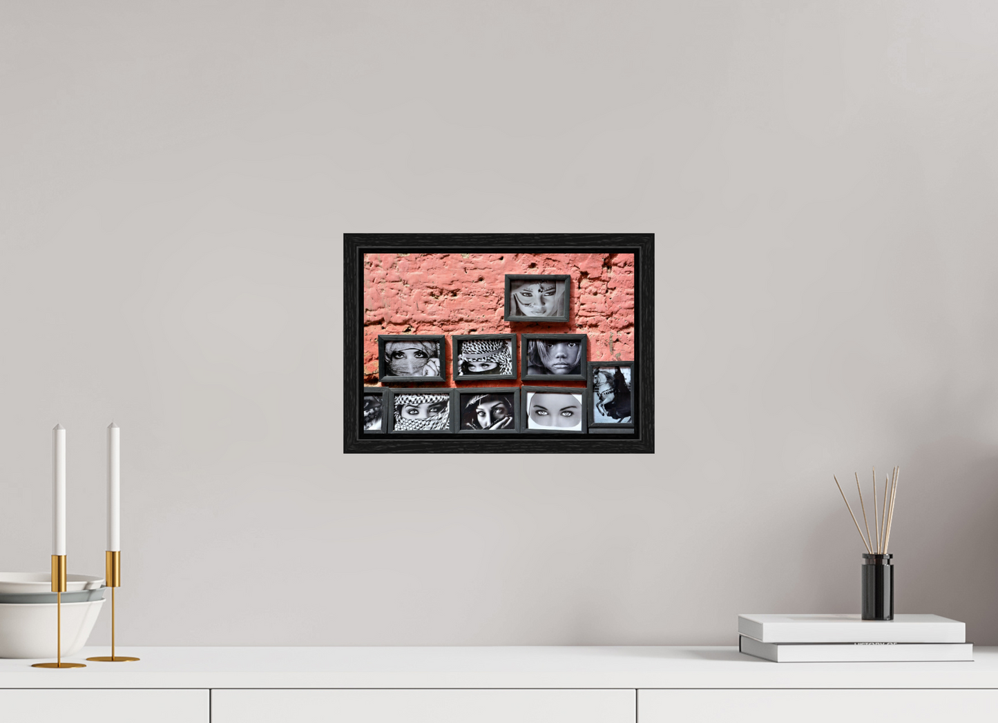 30 x 20 cm, Foto Print on Acrylic glass; Oak Wood Frame Basel 15 mm Secret Eyes of Marrakech Vol 3; Fine Art Photo Print under Acrylic Glass