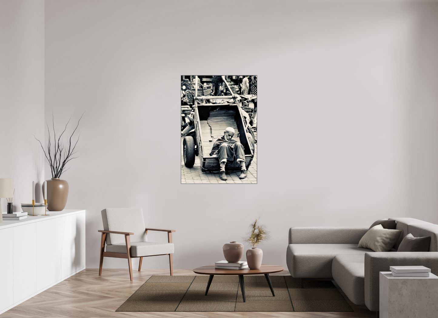 90 x 128,3 cm, Art Box 50 mm - Aluminium Rahmen - Foto-Abzug hinter Acrylglas - printed and designed by Whitewall Time for a Break - Souks of Marrakech-Morocco; by J. Schleenbecker; Copyright 2025. Fine Art Photo Print under  Acrylic glass;