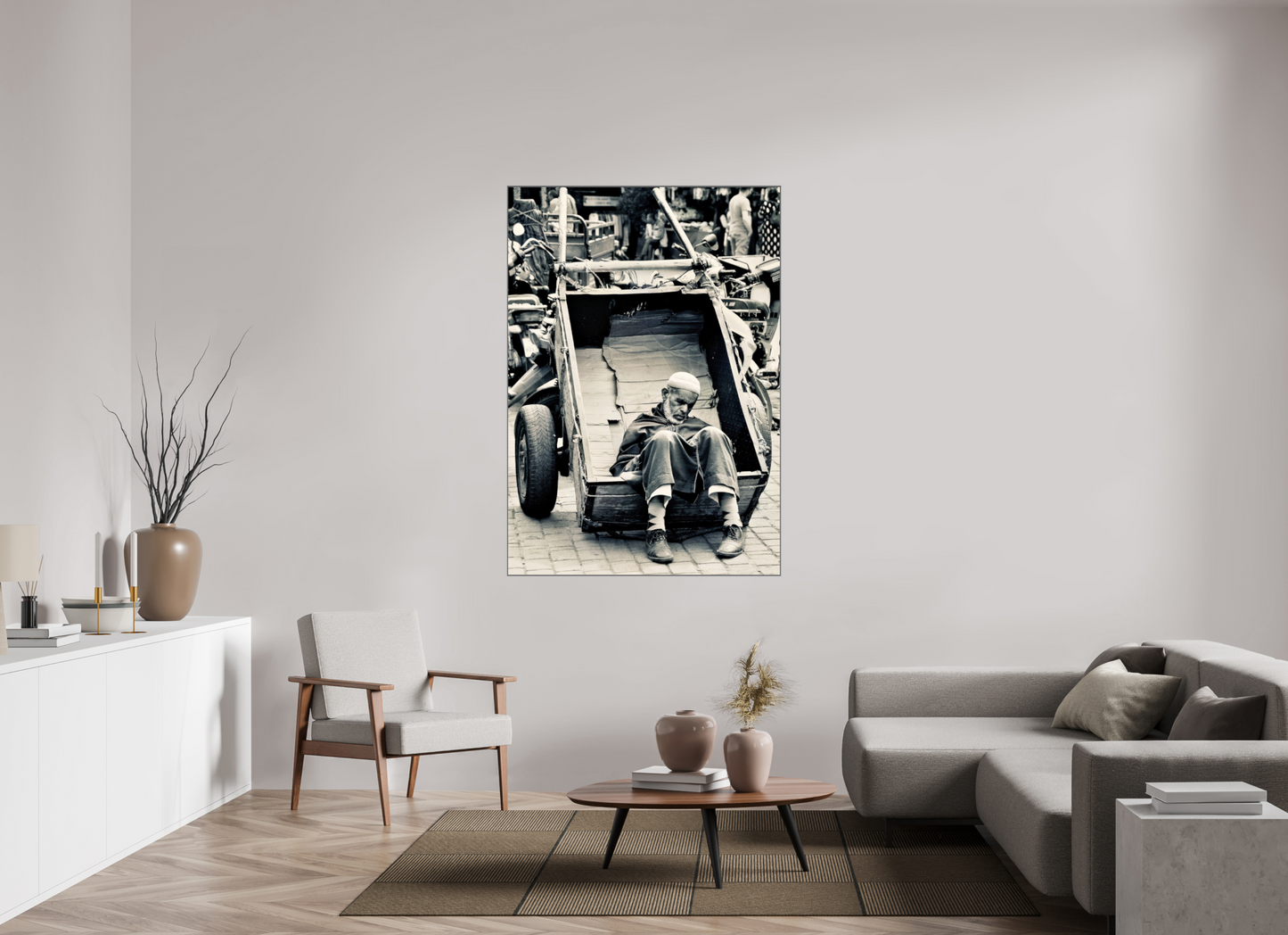 110 x 156,8 cm, Art Box 50 mm - Aluminium Rahmen - Foto-Abzug hinter Acrylglas - printed and designed by Whitewall Time for a Break - Souks of Marrakech-Morocco; by J. Schleenbecker; Copyright 2025. Fine Art Photo Print under  Acrylic glass;