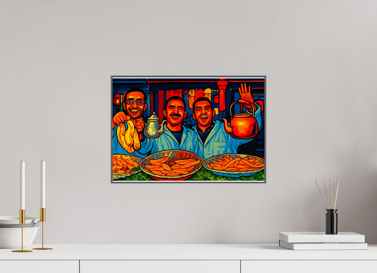 43,6 x 30 cm, Art Box 50 mm - Aluminium Rahmen - Foto-Abzug hinter Acrylglas - printed and designed by Whitewall Oriental Food with Good Mood - Pop Art Design, Vol.3- Photo Art Print under Acrylic Glass