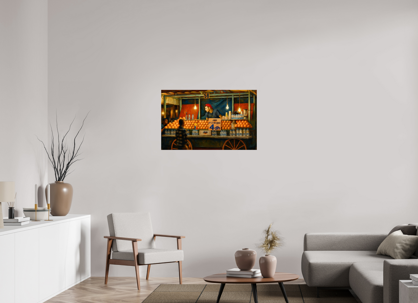 95,4 x 60 cm, Photo Print Under Acrylic Glass Marrakech Night Market Vol.2 - Painted Design; Photo Art Print under Acrylic Glass;