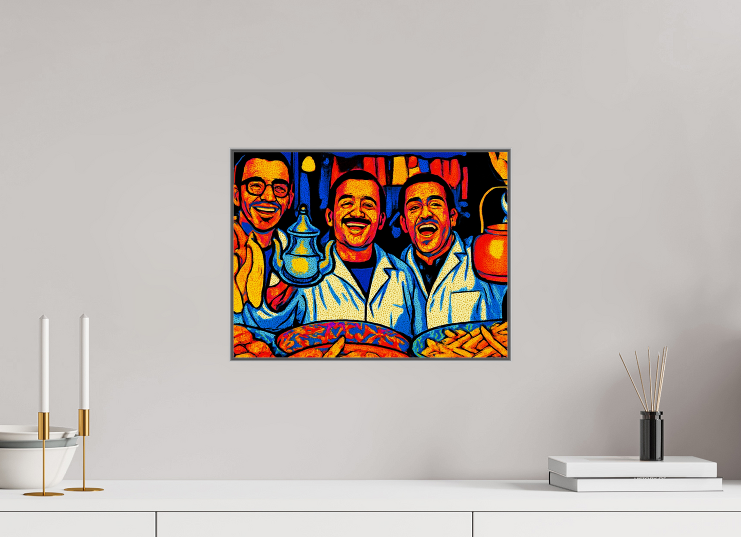 40 x 30 cm, Art Box 50 mm - Aluminium Rahmen - Foto-Abzug hinter Acrylglas - printed and designed by Whitewall Oriental Food with Good Mood Vol. 2: Pop Art Design; Fine Art Photo Print under Acrylic Glass