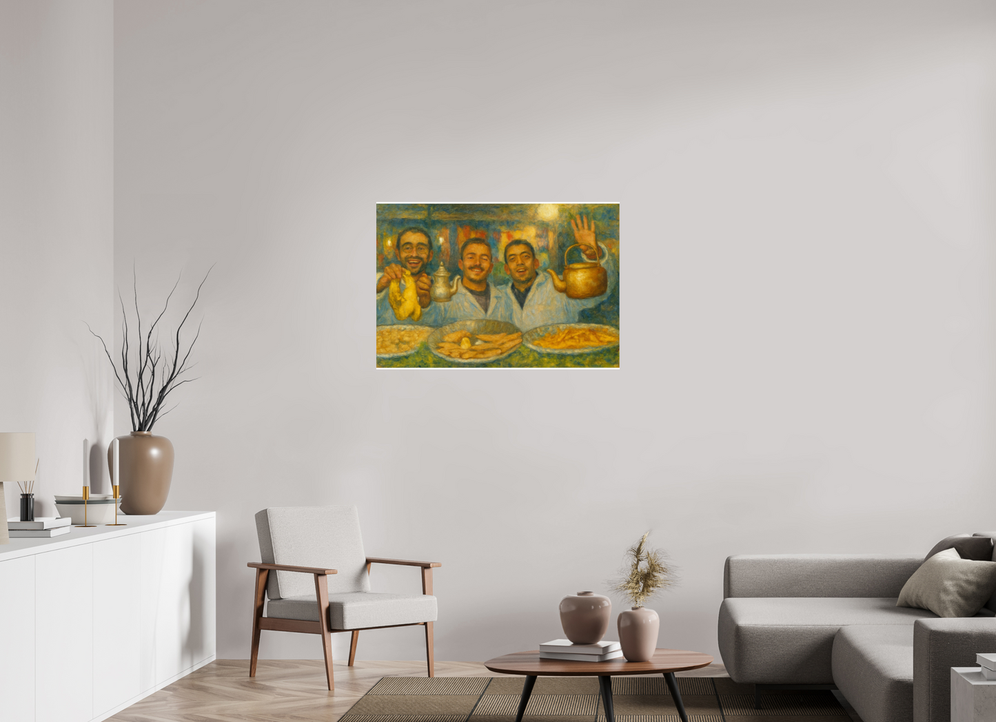 101,7 x 70 cm, Photo Print Under Acrylic Glass Oriental Food with Good Mood Vol.2 - Painted Design;  Photo Art Print under Acrylic Glass