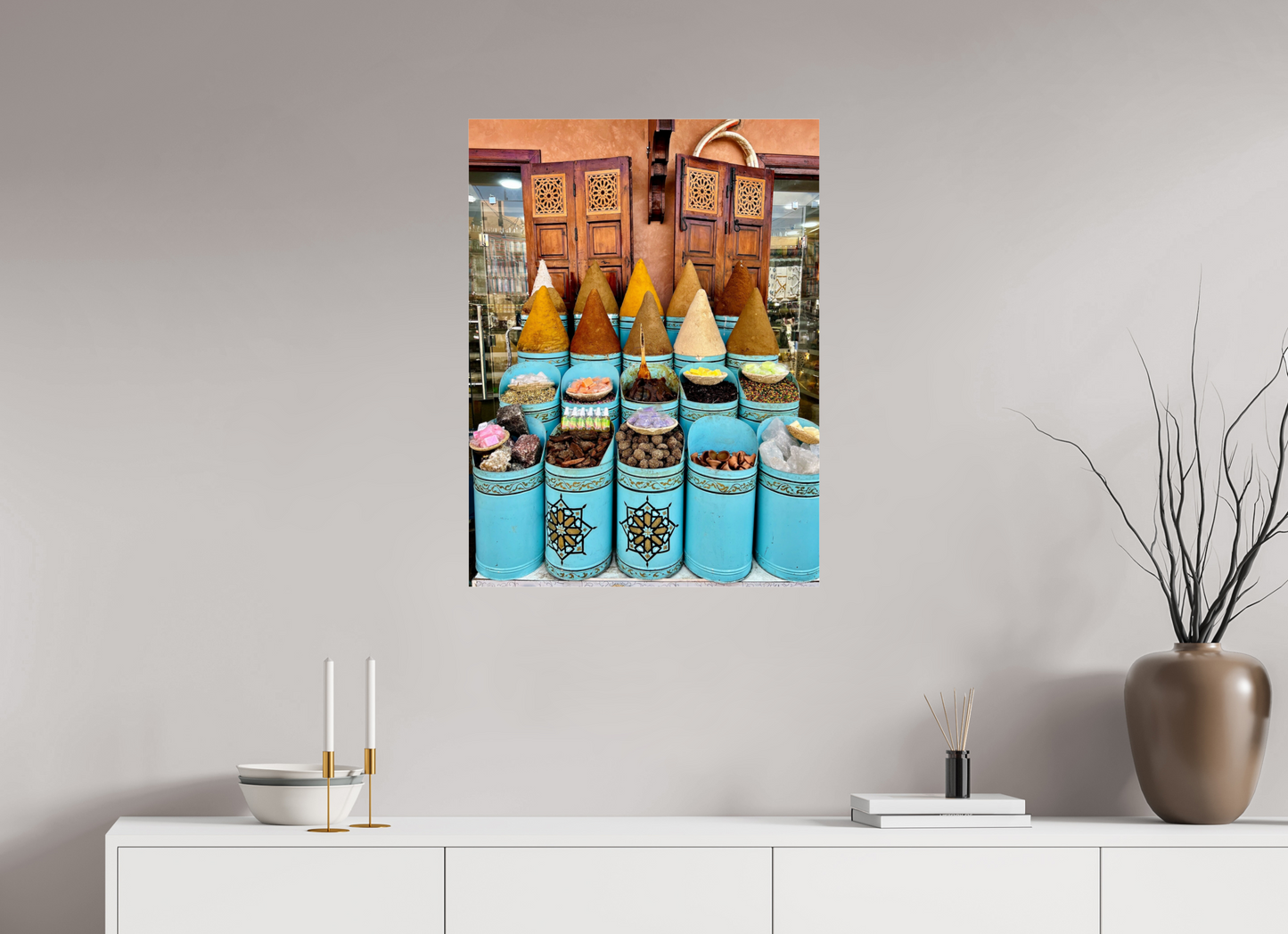 60 x 80 cm, Photo Print Under Acrylic Glass Colors and Spices Vol. 7 - Souks of Marrakech; Photo Art Print under Acrylic Glass