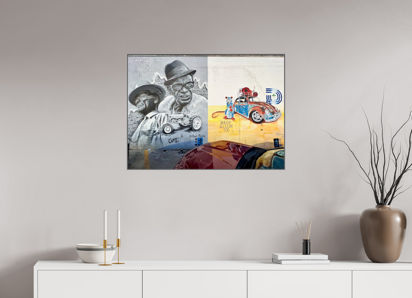 82 x 60 cm, Art Box 50 mm - Aluminium Rahmen - Foto-Abzug hinter Acrylglas - printed and designed by Whitewall Deep Ellum TX Street Art Vol. 1 - Collection "Graffiti Street Art meets Marrakech" - Photo Art print under Acrylic Glass;