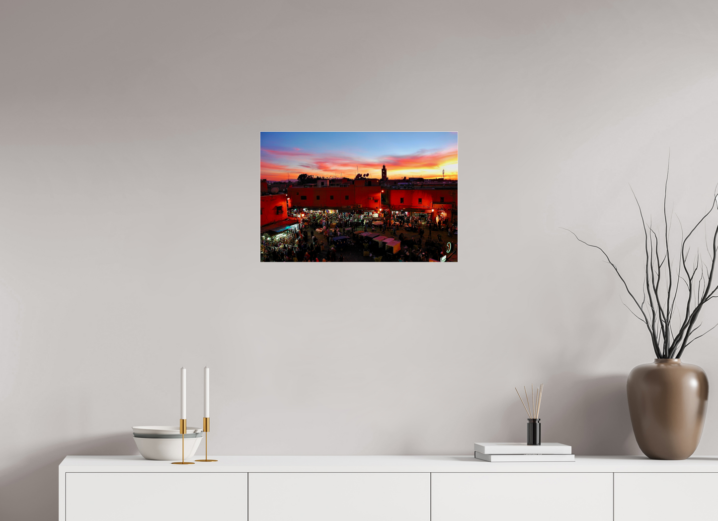 60,6 x 40 cm, Foto-Abzug hinter Acryl Glas - Echtholz-Rahmen Eiche schwarz Magic Sunset in the Medina Vol. 2- Marrakech. Fine Art Photo Print under Acrylic Glas; P