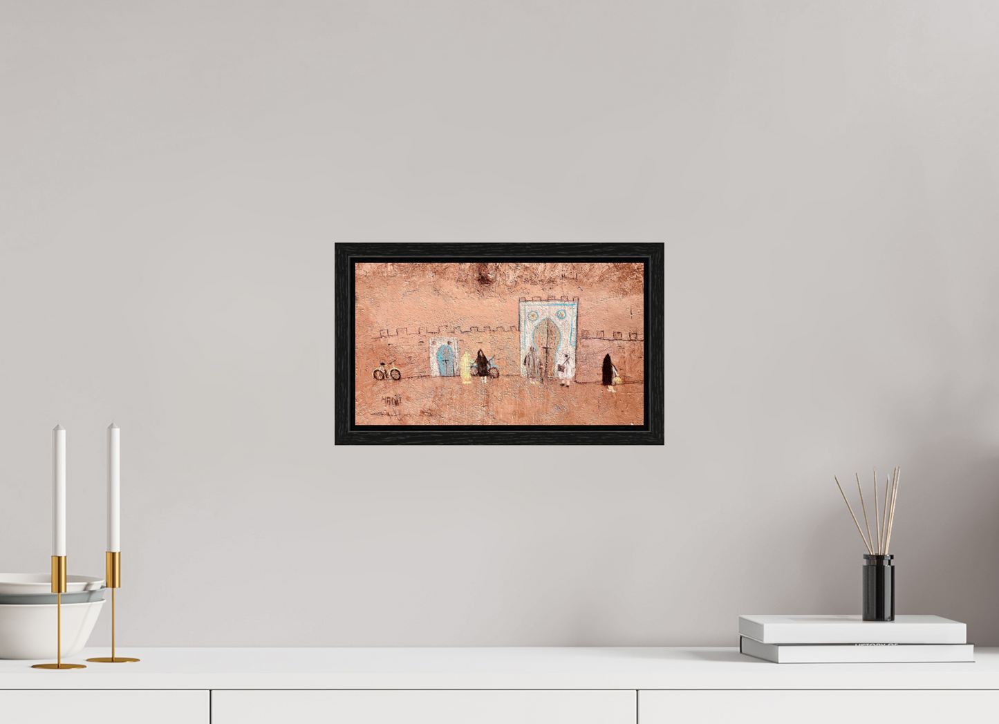 32 x 18 cm, Foto Print on Acrylic glass; Oak Wood Frame Basel 15 mm Life in the Medina Vol. 1 - Photo Art Print under Acrylic Glass