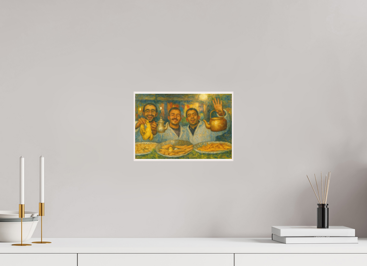 29 x 20 cm, Foto Abzug hinter Acrylglas Matt; Art Box aus Massivholz 4 mm Ahorn weiß Oriental Food with Good Mood Vol.2, Photo Art Print under Acrylic Glass, Art Box Frame Wood white 50 mm