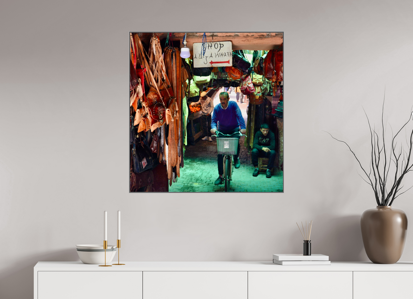 80 x 83,5 cm, Art Box 50 mm - Aluminium Rahmen - Foto-Abzug hinter Acrylglas - printed and designed by Whitewall Souks by Bike at Night Vol.1; Photo Art Print on Acrylic Glass with Art Box 50 mm Aluminum Frame