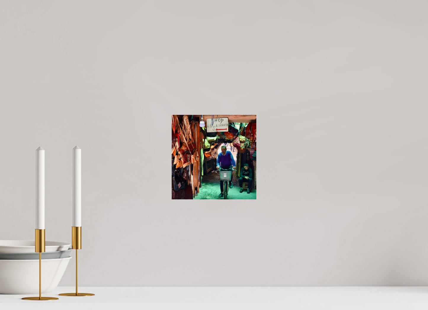 20 x 20 cm, Photo Print Under Acrylic Glass Souks by Bike at Night Vol.1; Photo Print on Acrylic Glass; by J