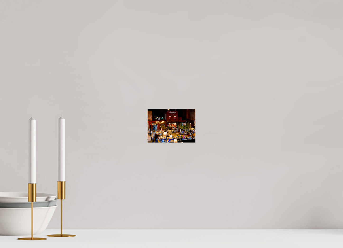 14,1 x 10 cm, Photo Print Under Acrylic Glass Place des Epices Marrakech at Night; Smalll, hidden market square in the Souks of Marrakech Medina, Fine Art Photo Print under Acrylic Glass