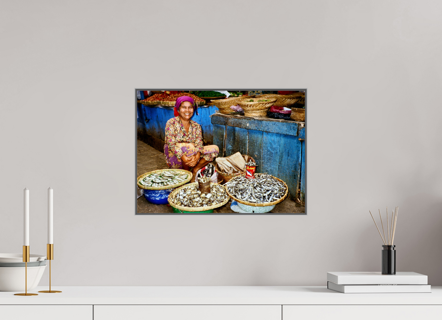 41,1 x 30 cm, Art Box 50 mm - Aluminium Rahmen - Foto-Abzug hinter Acrylglas - printed and designed by Whitewall Historic Fish Market at Lake Toba - Sumatra Highlands - Indonesia; Fine Art Photo Print under Acrylic Glass,