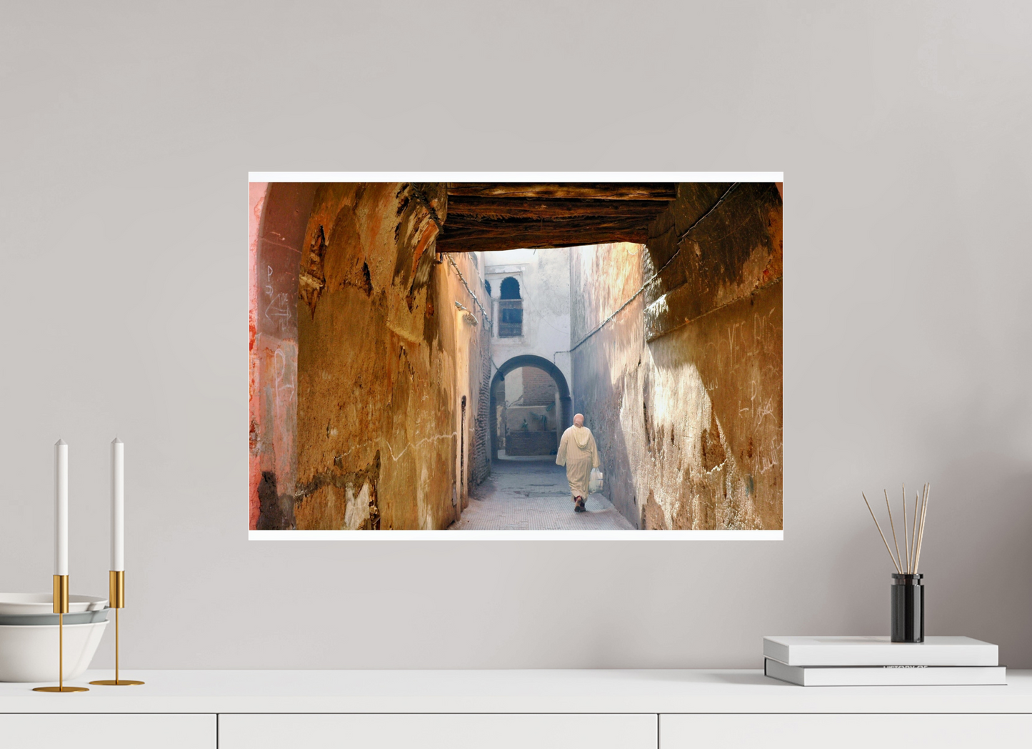 58,1 x 40 cm, Photo Print Under Acrylic Glass The Souks of Marrakech - Hidden in the Medina; Fine Art Photo Print under Acrylic Glass