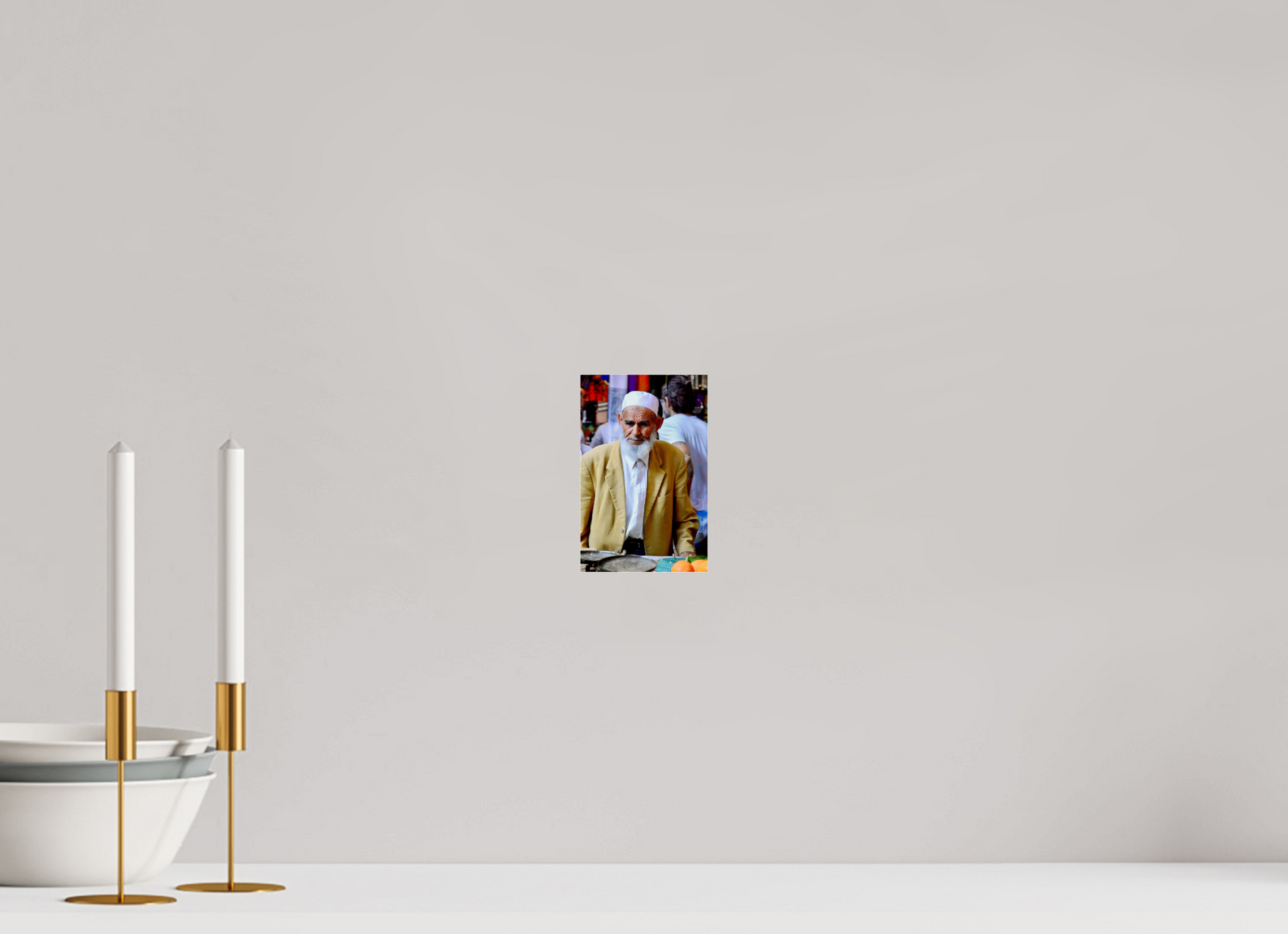 10 x 15,5 cm, Photo Print Under Acrylic Glass Old Berber Man in the Souks of Marrakech - Fine Art Photo Print under Acrylic Glass