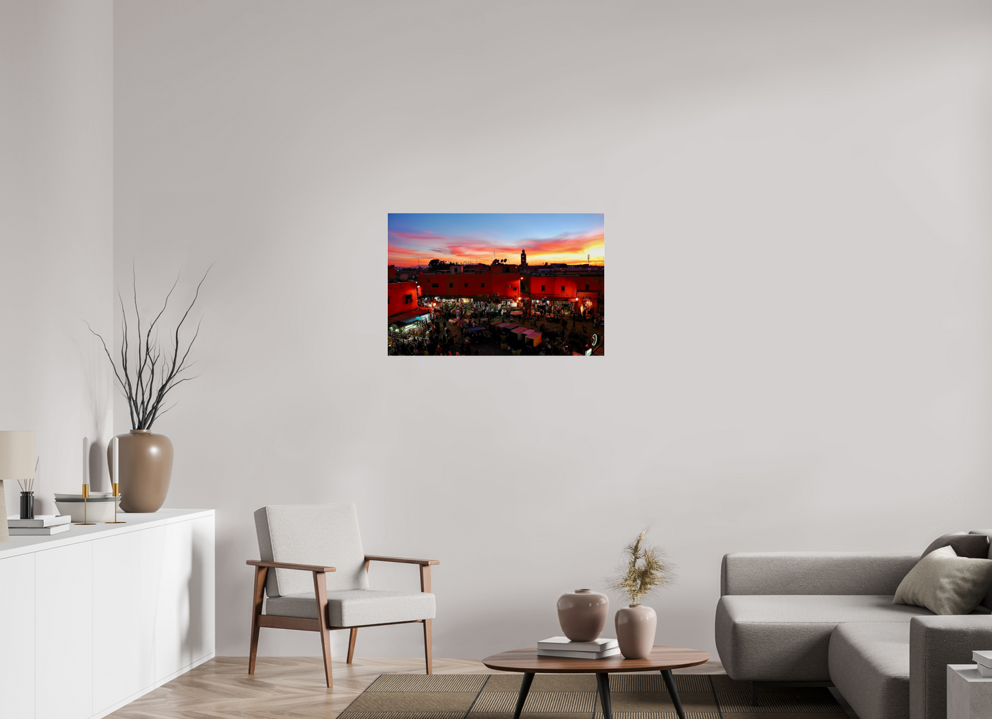 90,9 x 60 cm, Foto-Abzug hinter Acryl Glas - Echtholz-Rahmen Eiche schwarz Magic Sunset in the Medina Vol. 2- Marrakech. Fine Art Photo Print under Acrylic Glas; P