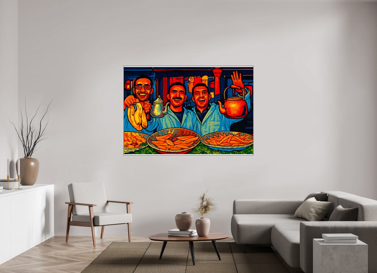 174,3 x 120 cm, Art Box 50 mm - Aluminium Rahmen - Foto-Abzug hinter Acrylglas - printed and designed by Whitewall Oriental Food with Good Mood - Pop Art Design, Vol.3- Photo Art Print under Acrylic Glass
