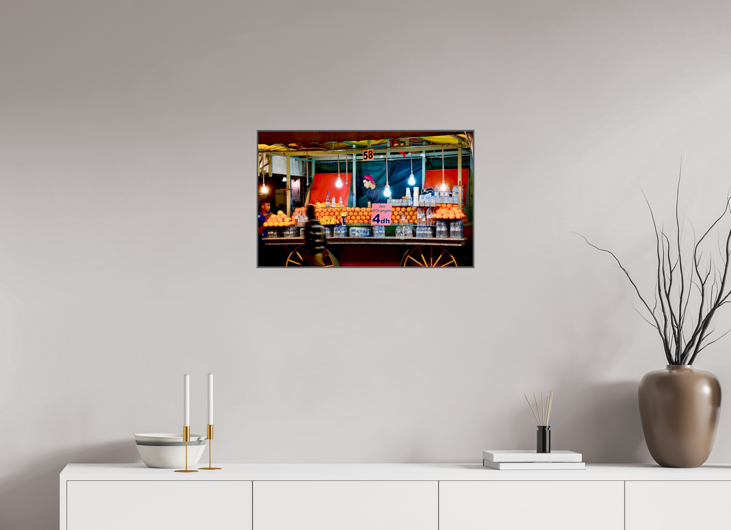 63,5 x 40 cm, Art Box 50 mm - Aluminium Rahmen - Foto-Abzug hinter Acrylglas - printed and designed by Whitewall Marrakech Night Market Vol. 1; Photo Art Print under Acrylic Glass; Art Box Frame Aluminium 50 mm