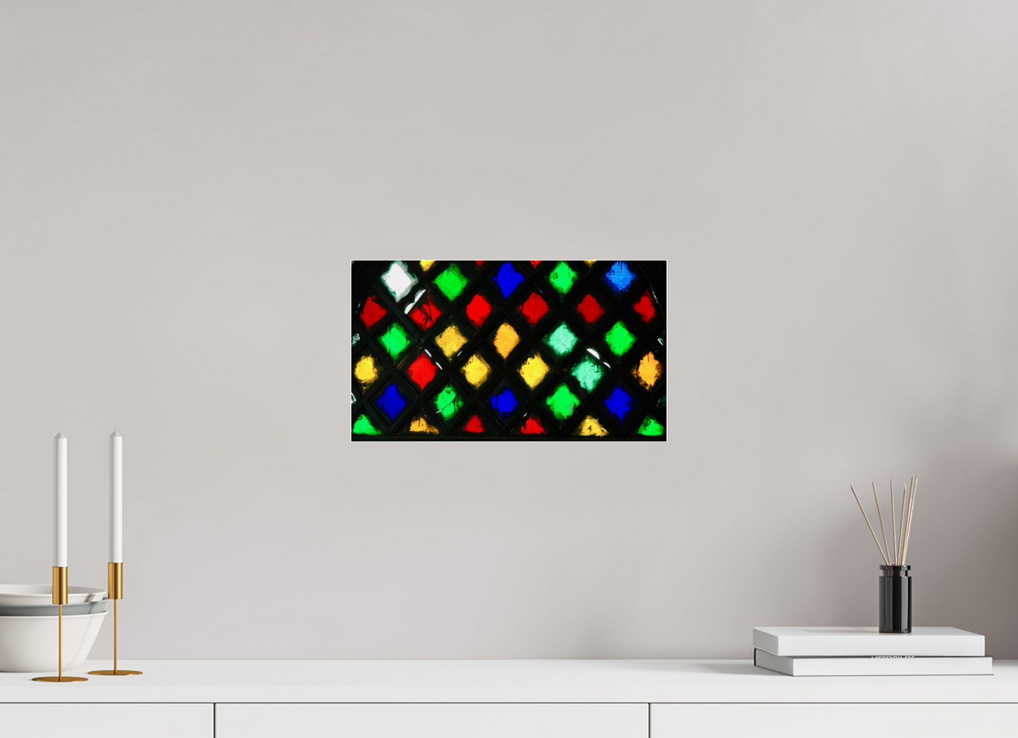 34,8 x 20 cm, Foto-Abzug hinter Acryl Glas - Echtholz-Rahmen Eiche schwarz Colors of Marrakech Vol 1; Oriental Mosaik - Fine Art Photo Print on Acrylic Glass, Oak Wood Frame