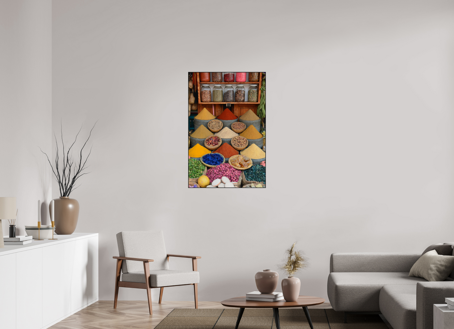 Spices and Colors Vol. 1 - Photo Art Print under Acrylic Glass with Art Box Frame Oak wood black 50 mm