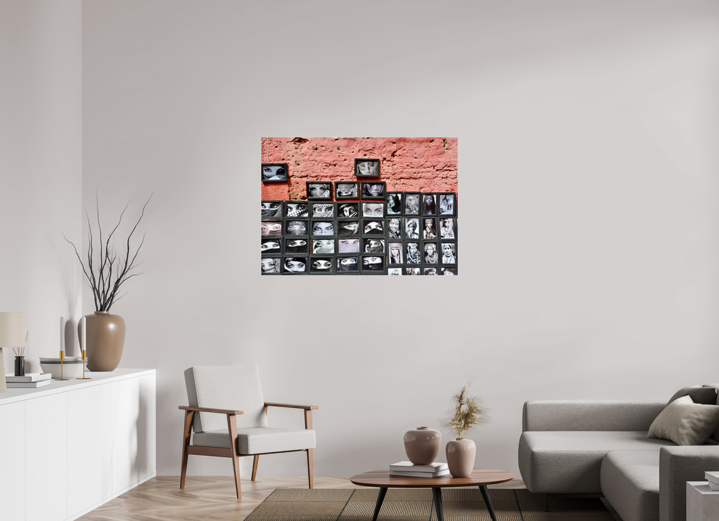 113,8 x 80 cm, Foto-Abzug hinter Acryl Glas - Echtholz-Rahmen Eiche schwarz Secret Eyes of Marrakech Vol. 1 -Foto Print on Acryl - Oak Wood Frame in Black