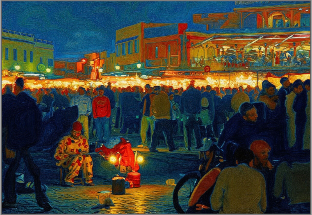 Main image Clown on Djeema el Fna Square Vol. 4 - Pop Art Design; Photo Art Print on Acrylic Glass, Art Box Frame Aluminium 50 mm