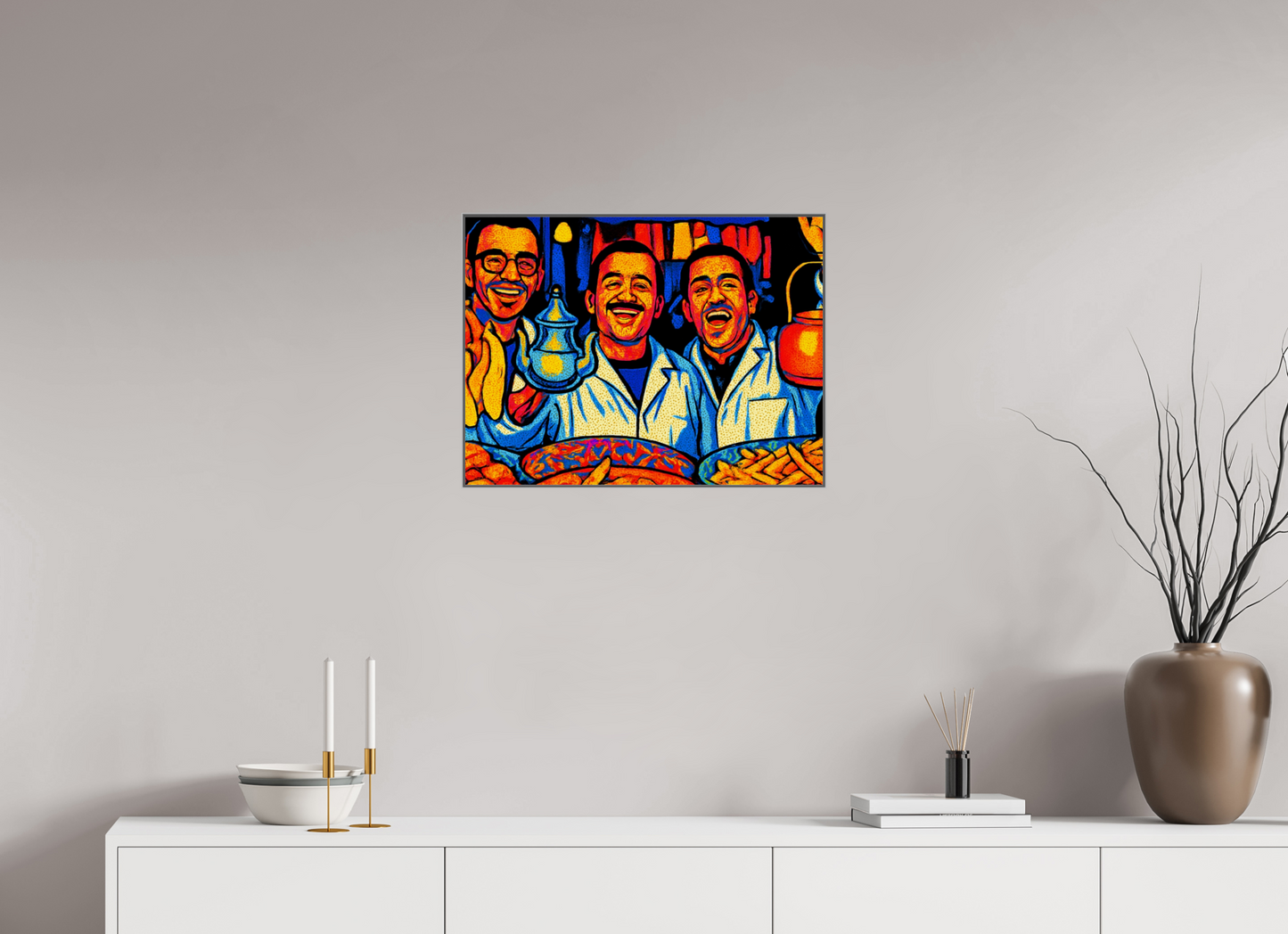 60 x 45 cm, Art Box 50 mm - Aluminium Rahmen - Foto-Abzug hinter Acrylglas - printed and designed by Whitewall Oriental Food with Good Mood Vol. 2: Pop Art Design; Fine Art Photo Print under Acrylic Glass