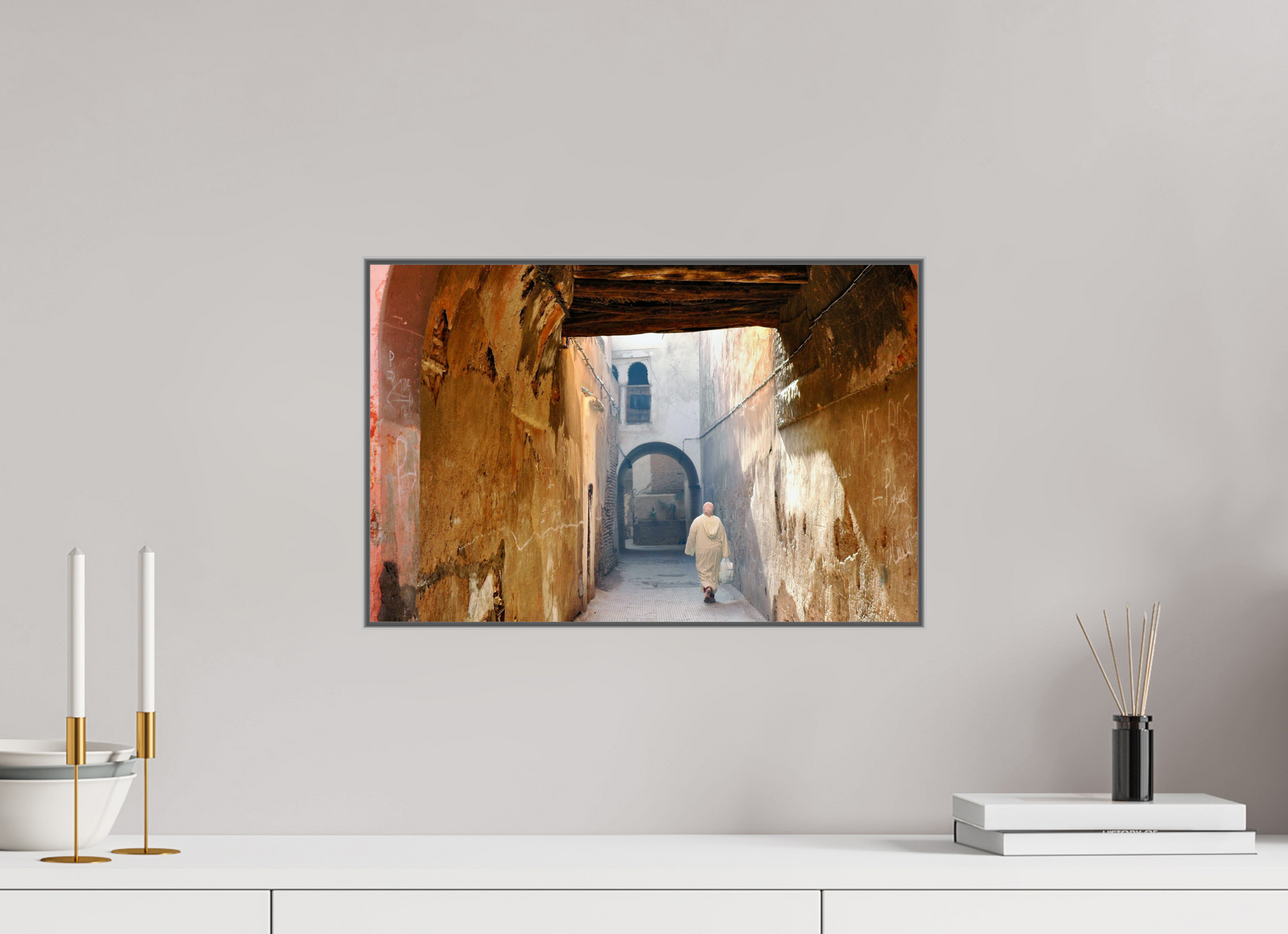 46 x 30 cm, Art Box 50 mm - Aluminium Rahmen - Foto-Abzug hinter Acrylglas - printed and designed by Whitewall The Souks of Marrakech - By Jörg Schleenbecker - Photo Art Print on Acrylic Glass -