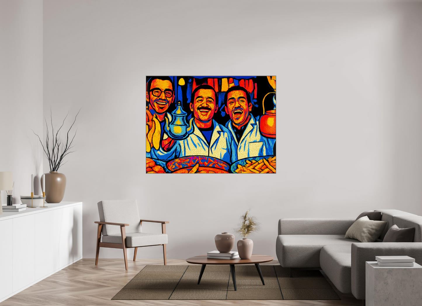 160 x 120 cm, Art Box 50 mm - Aluminium Rahmen - Foto-Abzug hinter Acrylglas - printed and designed by Whitewall Oriental Food with Good Mood Vol. 2: Pop Art Design; Fine Art Photo Print under Acrylic Glass