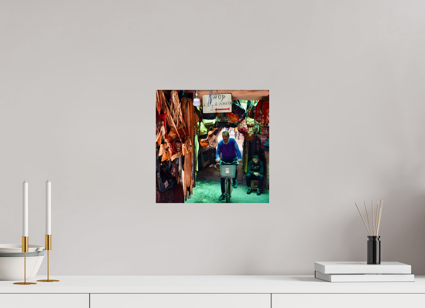 30 x 30 cm, Photo Print Under Acrylic Glass Souks by Bike at Night Vol.1; Photo Print on Acrylic Glass; by J