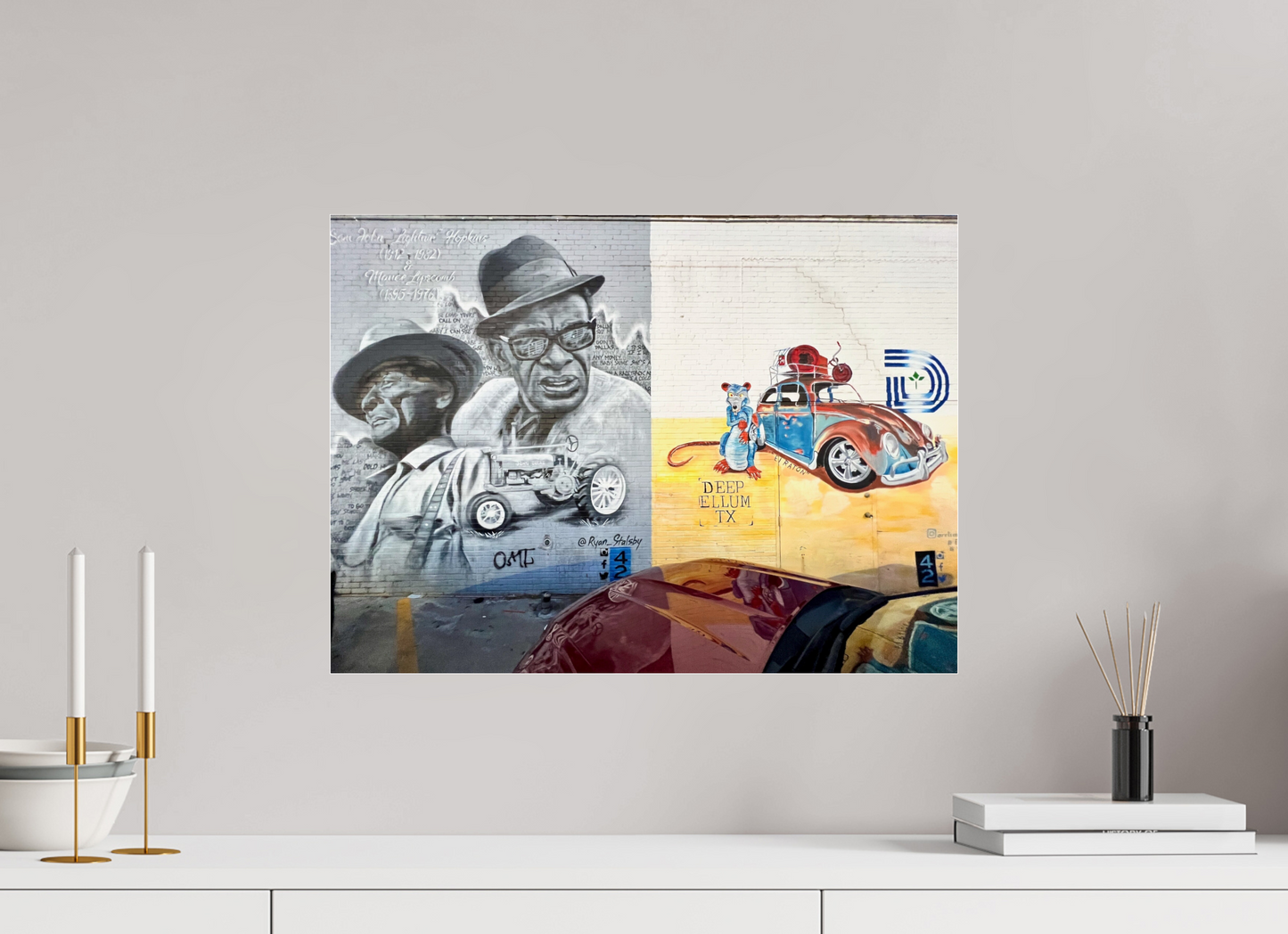 54,7 x 40 cm, Photo Print Under Acrylic Glass Deep Ellum TX Street Art Vol. 1 - Collection "Graffiti Street Art meets Marrakech" - Photo Art print under Acrylic Glass;