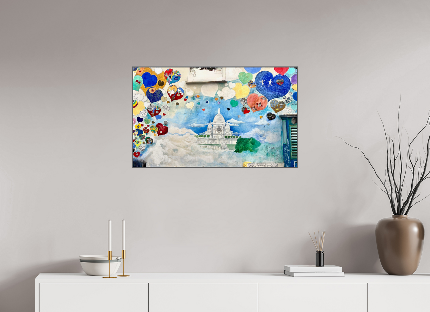 82,3 x 50 cm, Art Box 50 mm - Aluminium Rahmen - Foto-Abzug hinter Acrylglas - printed and designed by Whitewall In Love with Montmartre Vol.3 - Paris Street Art - Collection " Montmartre meets Marrakech"