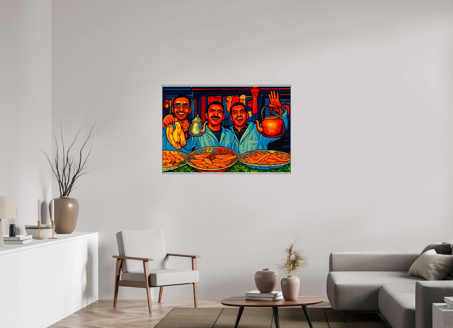 116,2 x 80 cm, Art Box 50 mm - Aluminium Rahmen - Foto-Abzug hinter Acrylglas - printed and designed by Whitewall Oriental Food with Good Mood - Pop Art Design, Vol.3- Photo Art Print under Acrylic Glass