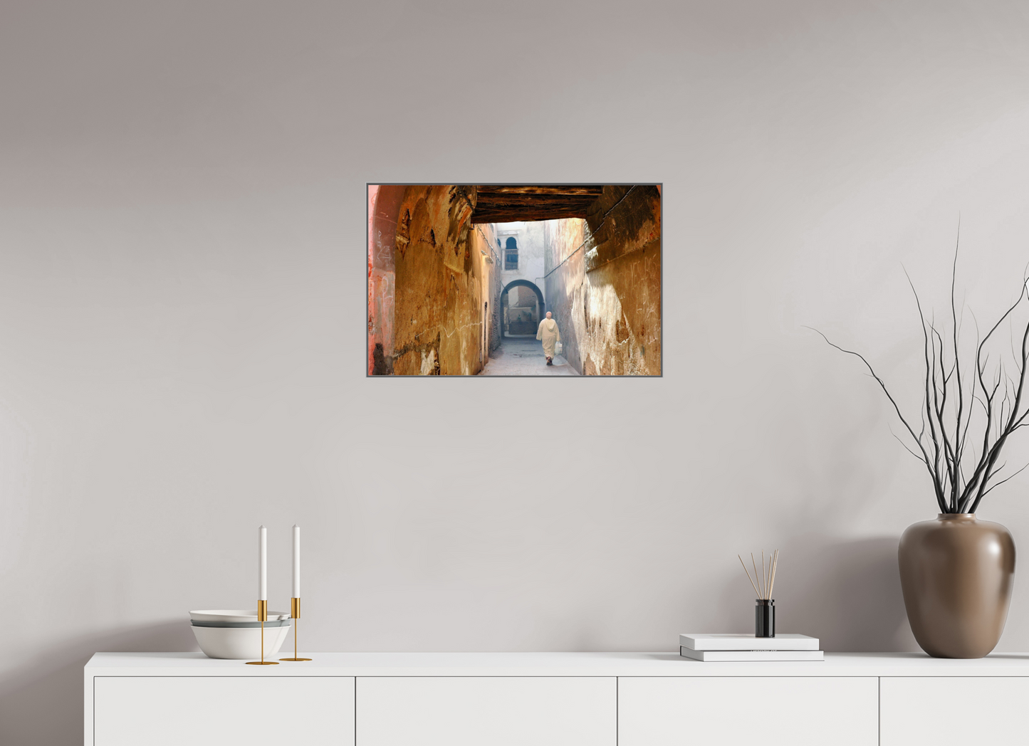 61,4 x 40 cm, Art Box 50 mm - Aluminium Rahmen - Foto-Abzug hinter Acrylglas - printed and designed by Whitewall The Souks of Marrakech - By Jörg Schleenbecker - Photo Art Print on Acrylic Glass -