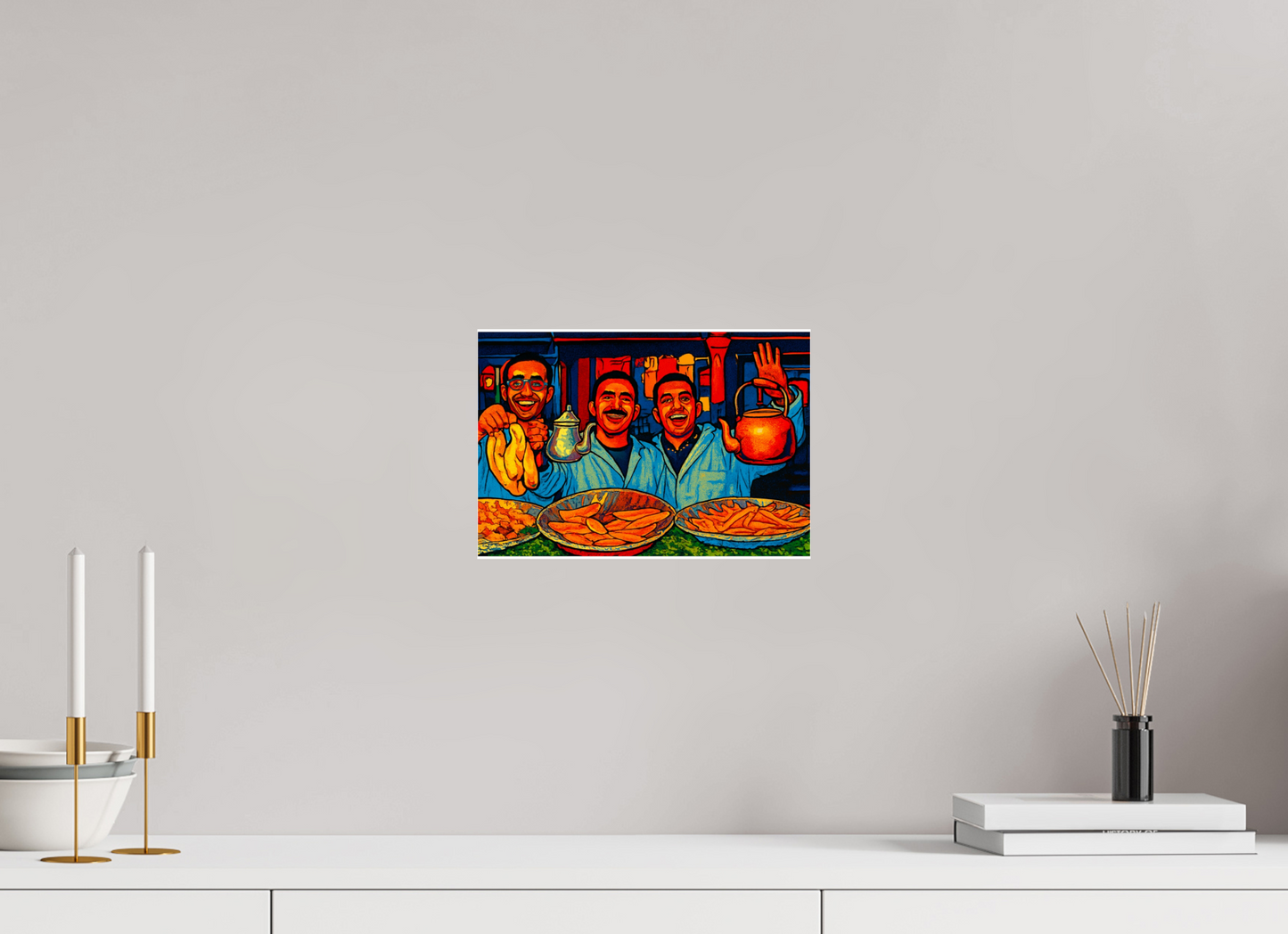 29 x 20 cm, Photo Print Under Acrylic Glass Oriental Food with Good Mood - Pop Art Design, Vol.3- Photo Art Print under Acrylic Glass