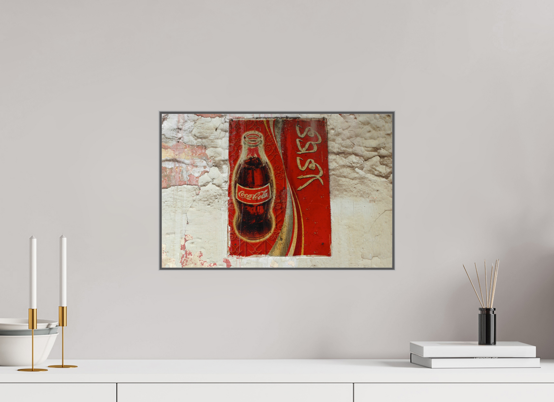 45 x 30 cm, Art Box 50 mm - Aluminium Rahmen - Foto-Abzug hinter Acrylglas - printed and designed by Whitewall Arabic Coke - Pop Art Wall Painting - by Jörg Schleenbecker - Copyright 2025