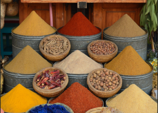 Spices and Colors Vol. 1 - Photo Art Print under Acrylic Glass with Art Box Frame Oak wood black 50 mm